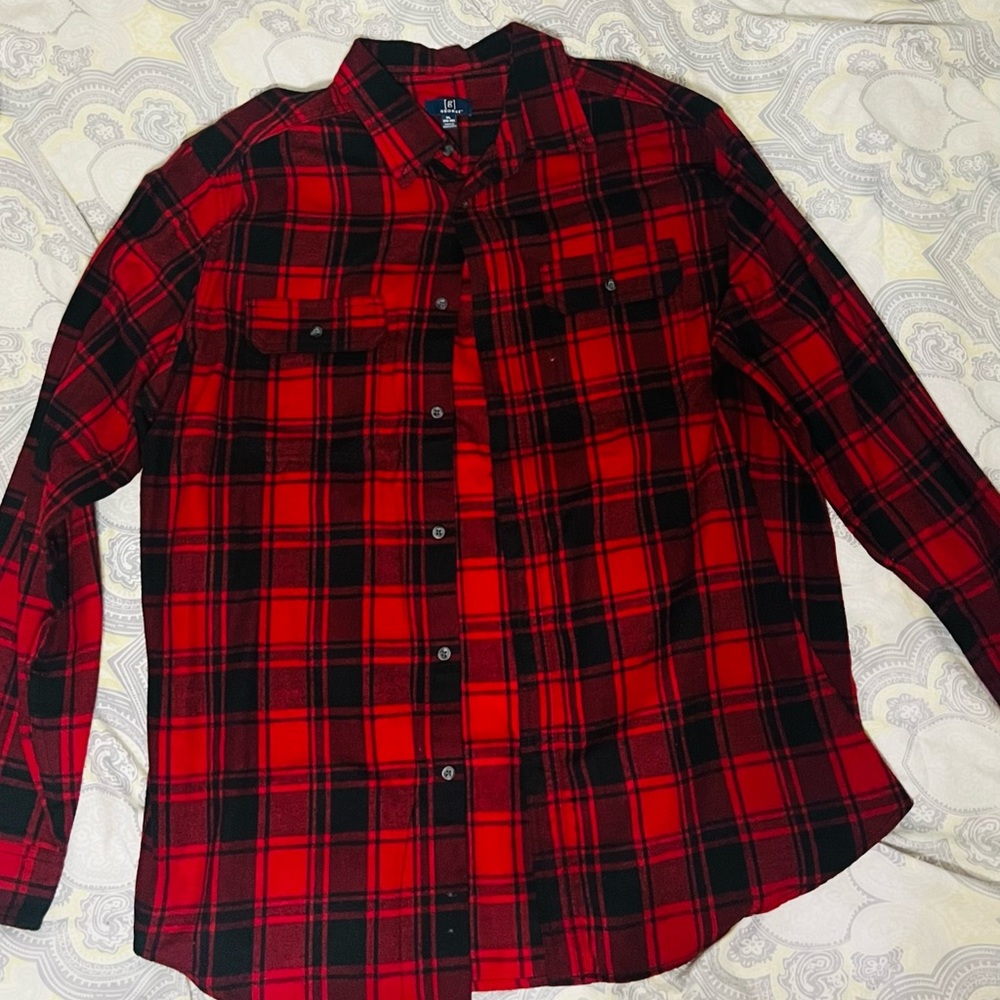 Red and black flannel shirt